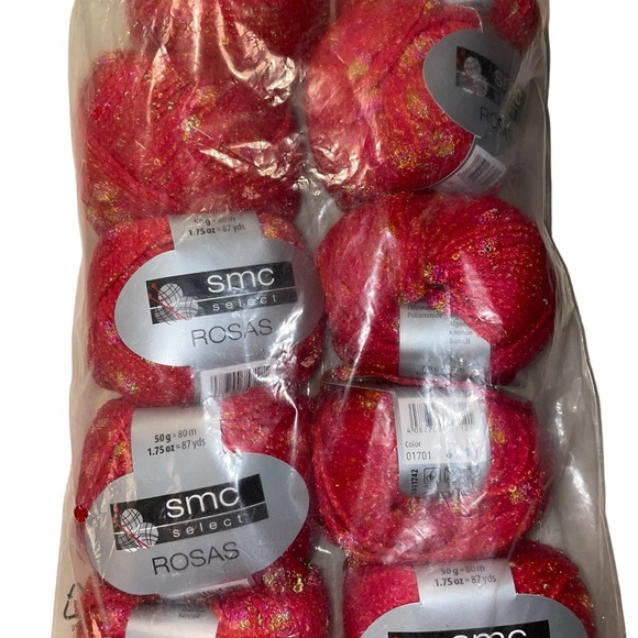 SMC Select Rosas Flower Detail Worsted Cotton Blend Yarn Red Pink 1701 Vegan - Picture 10 of 10